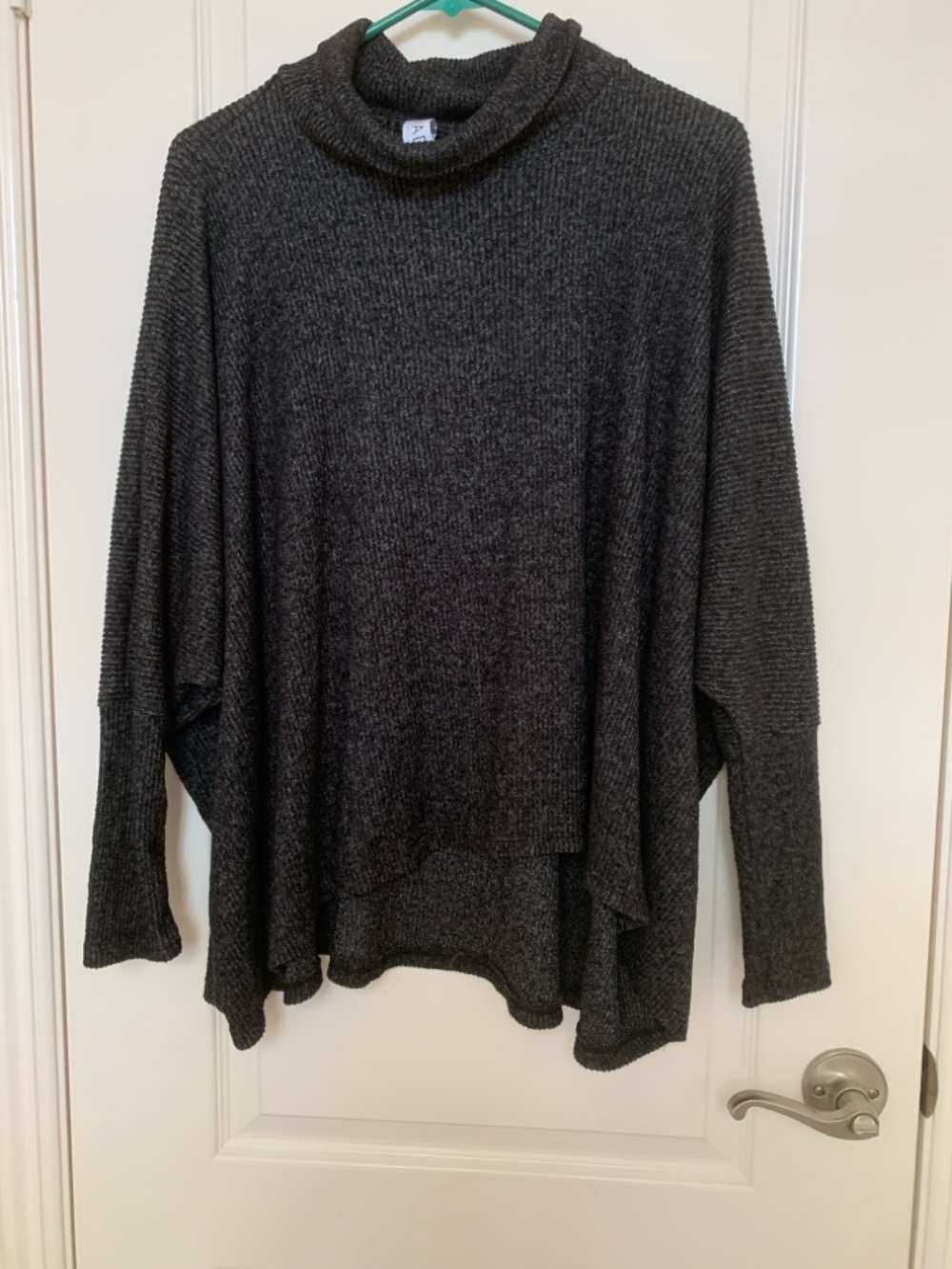 NWT AMADI Brushed Hacci Oversized Cowl Neck Poncho Sweater - Gray - Small